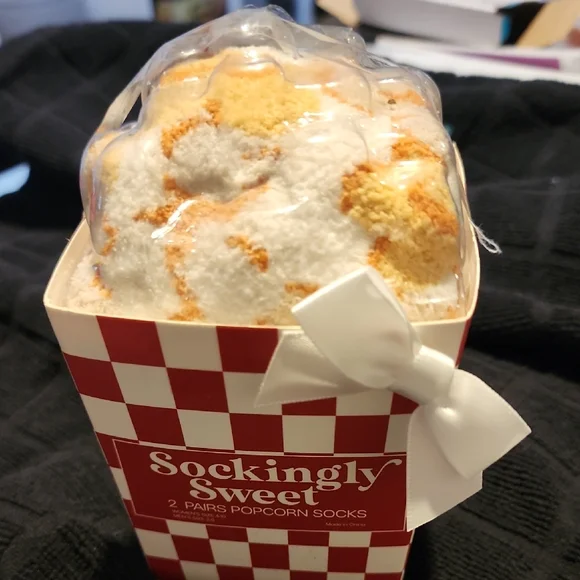 Sockingly Sweet Popcorn Socks And Movie Night Socks - Picture 2 of 7